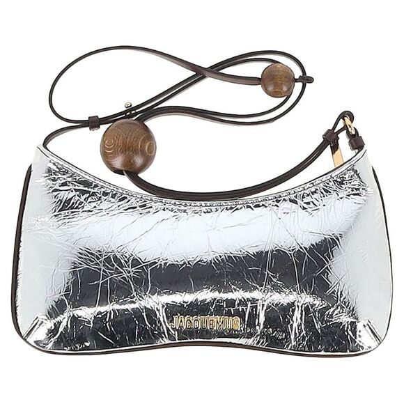 Jacquemus Le Bisou Perle Shoulder Bag in Metallic Silver Leather - Picture 1 of 8